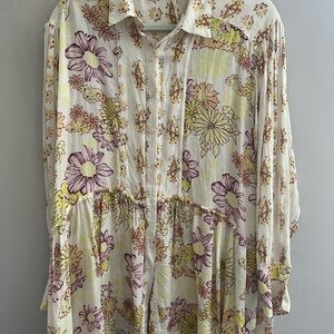 Free People Floral Button-Up Blouse size xs